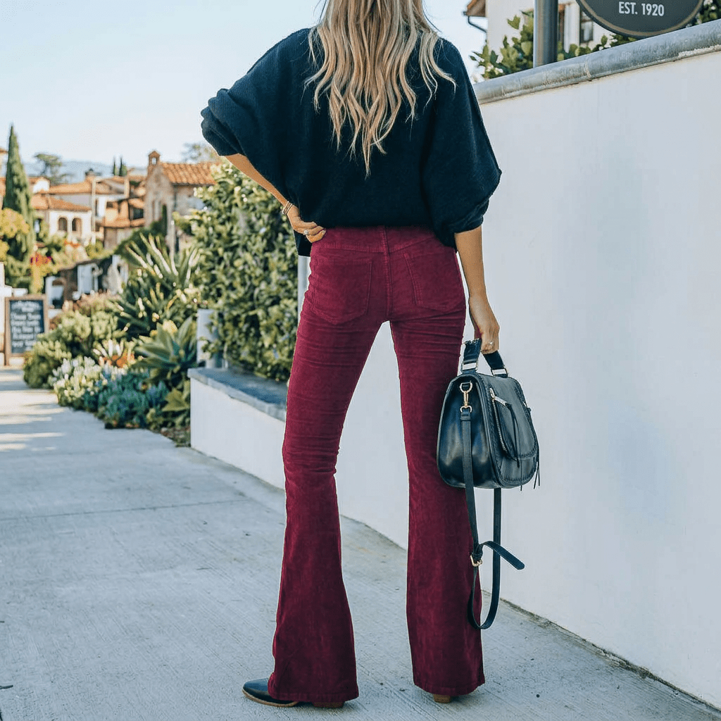 Lola | Women's Corduroy Flare Trousers with High Waist
