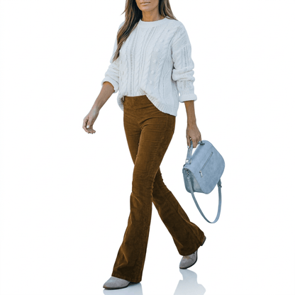 Lola | Women's Corduroy Flare Trousers with High Waist