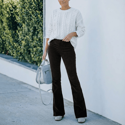 Lola | Women's Corduroy Flare Trousers with High Waist