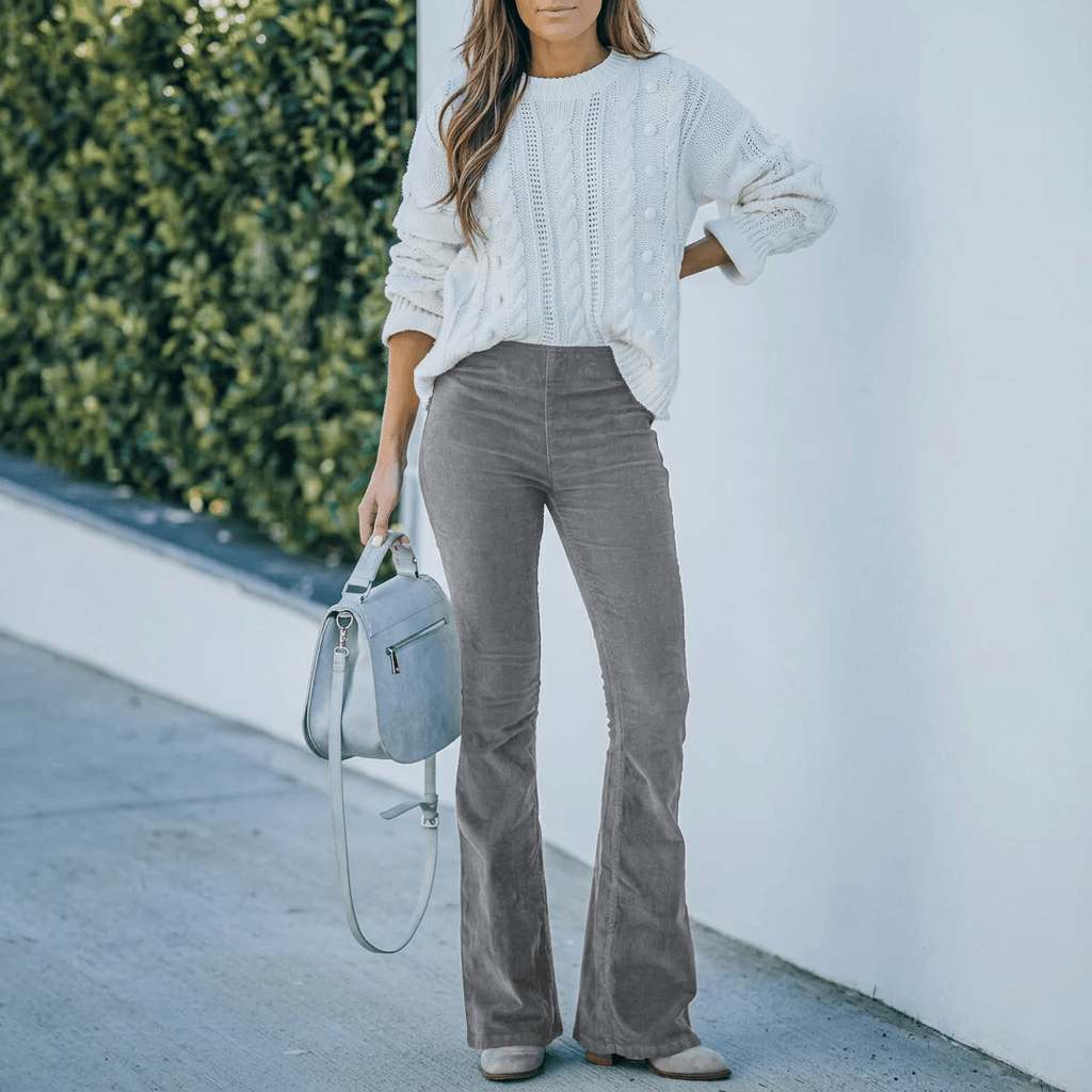 Lola | Women's Corduroy Flare Trousers with High Waist