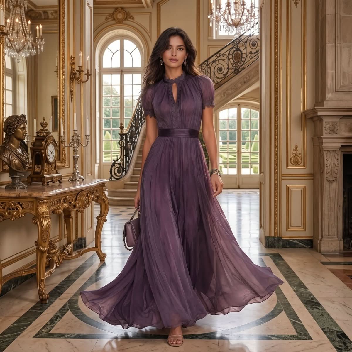 Indie | Damen-Maxikleid mit Falten für formelle Anlässe
