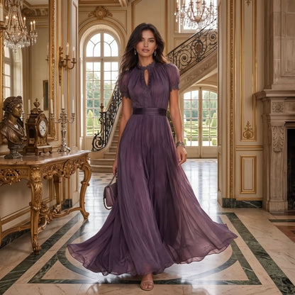 Indie | Damen-Maxikleid mit Falten für formelle Anlässe