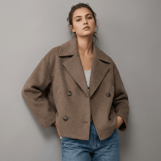 Maren | Women's Double-Breasted Short Coat with Lapel Collar
