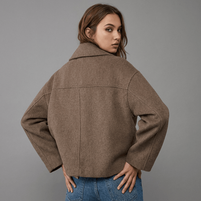 Erma | Women's Double-Breasted Short Coat with Lapel Collar