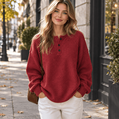 Juno | Damen-Strickpullover in Waffeloptik