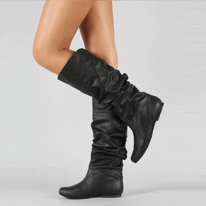 Bree | Damen-Freizeitstiefel zum Hineinschlüpfen mit flachem Absatz, mittelhoch