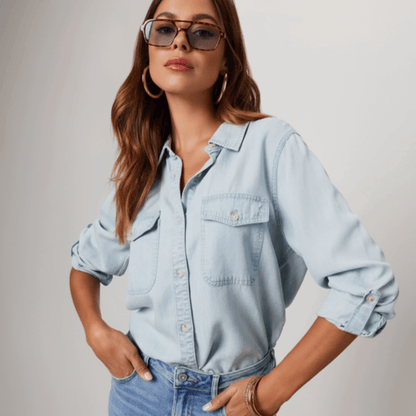 Bree | Women's Long Sleeve Shirt with Chest Pockets