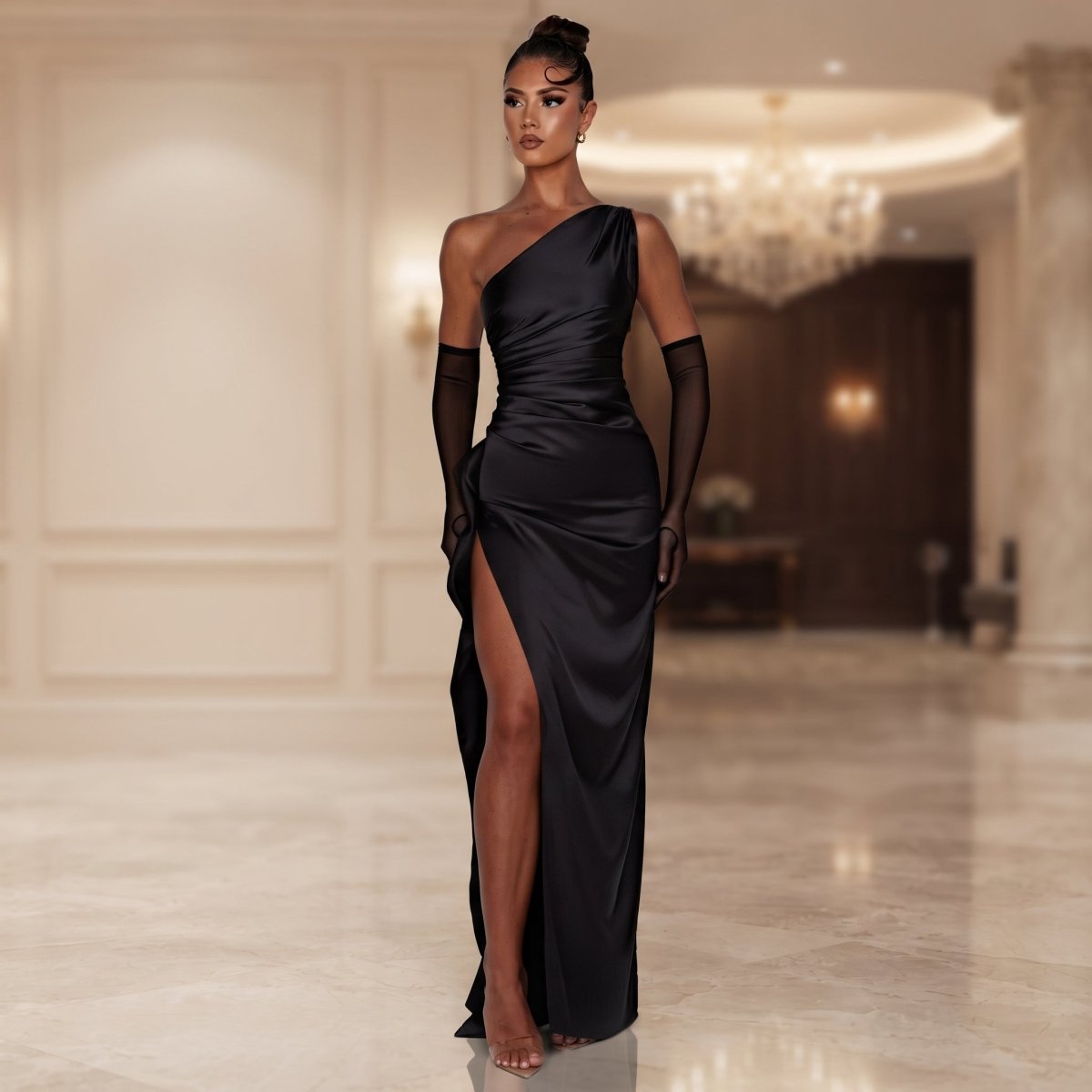 Sadie | Women's One-Shoulder Evening Slit Dress