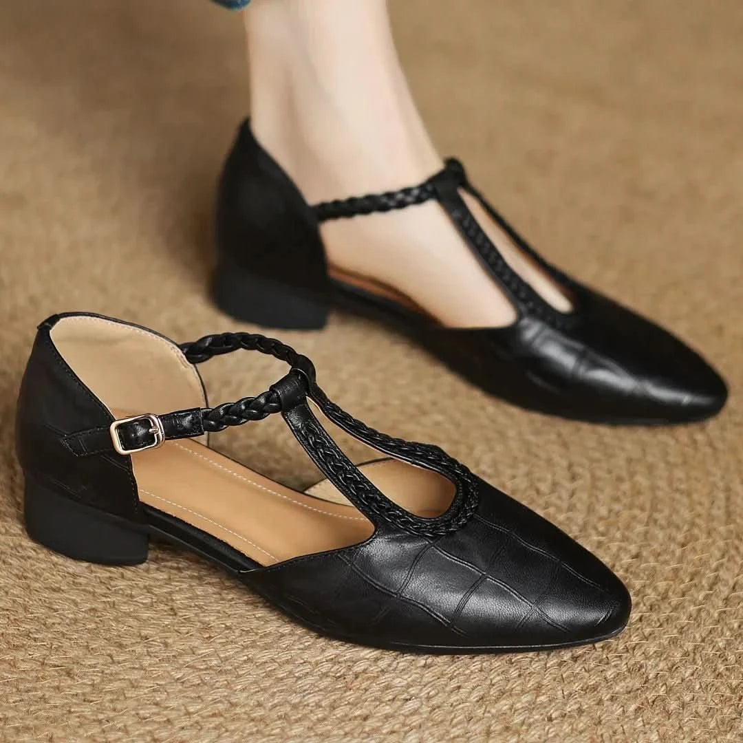 Harlow | Klassische bequeme T-Riemchen-Ballerinas für Damen
