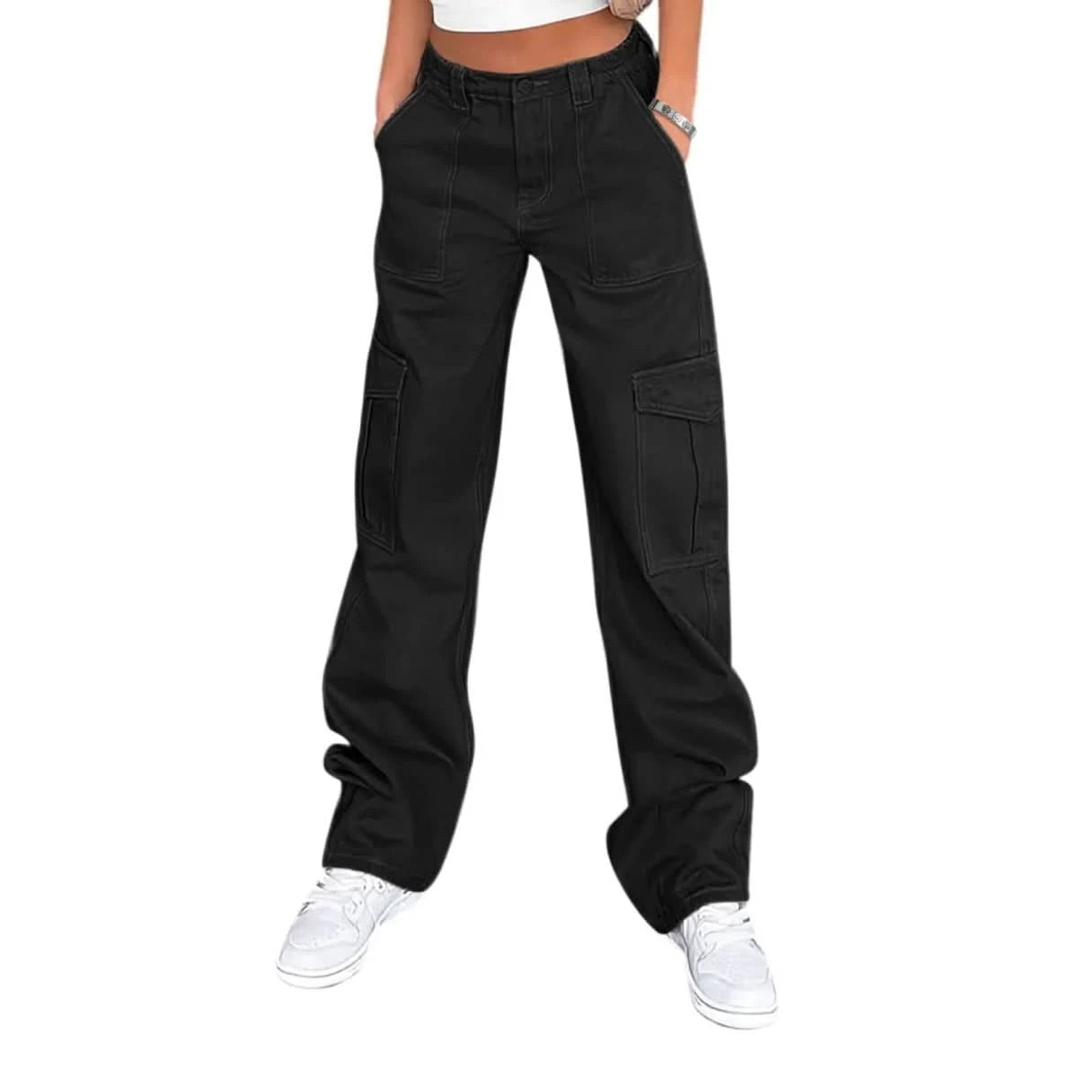 Greer | Women's High Waist Wide Leg Cargo Trousers