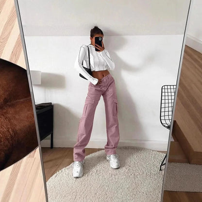 Greer | Women's High Waist Wide Leg Cargo Trousers