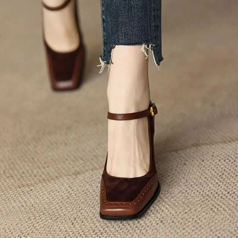 Gia | Women's Block Heel Pump Shoes with Ankle Strap