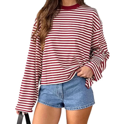 Quinn | Women's Striped Oversized Long Sleeve Top
