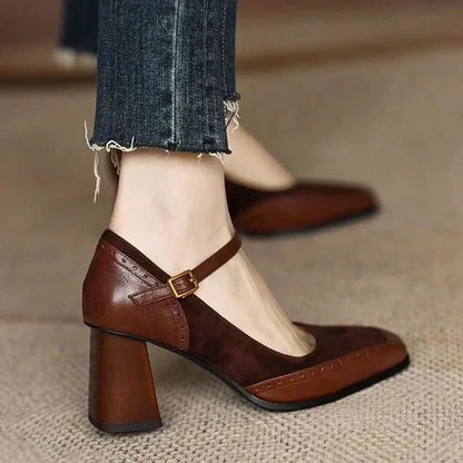 Gia | Women's Block Heel Pump Shoes with Ankle Strap