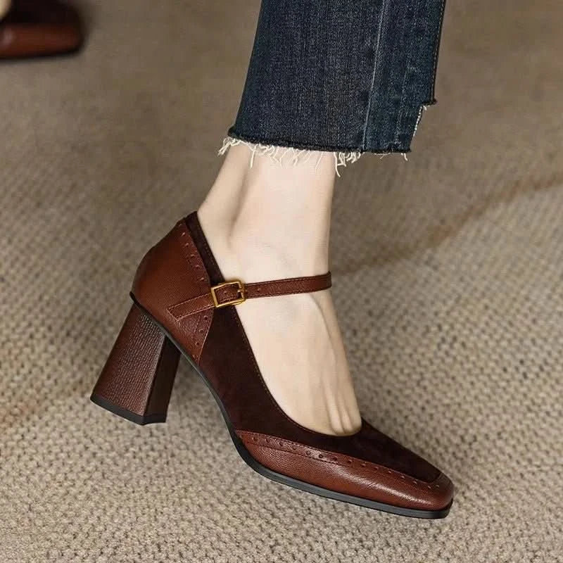 Gia | Women's Block Heel Pump Shoes with Ankle Strap