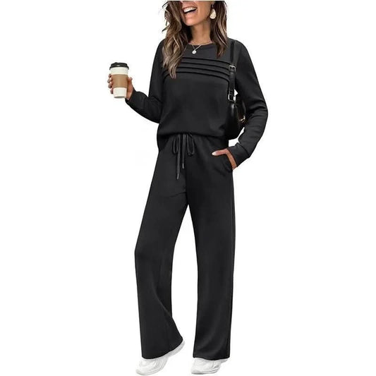 Margot | Women's Long Sleeve Wide Leg Trousers Set