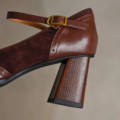 Gia | Women's Block Heel Pump Shoes with Ankle Strap