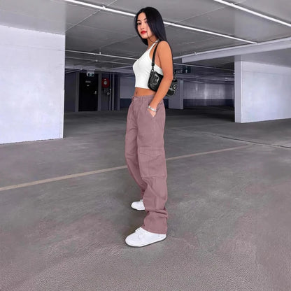 Greer | Women's High Waist Wide Leg Cargo Trousers