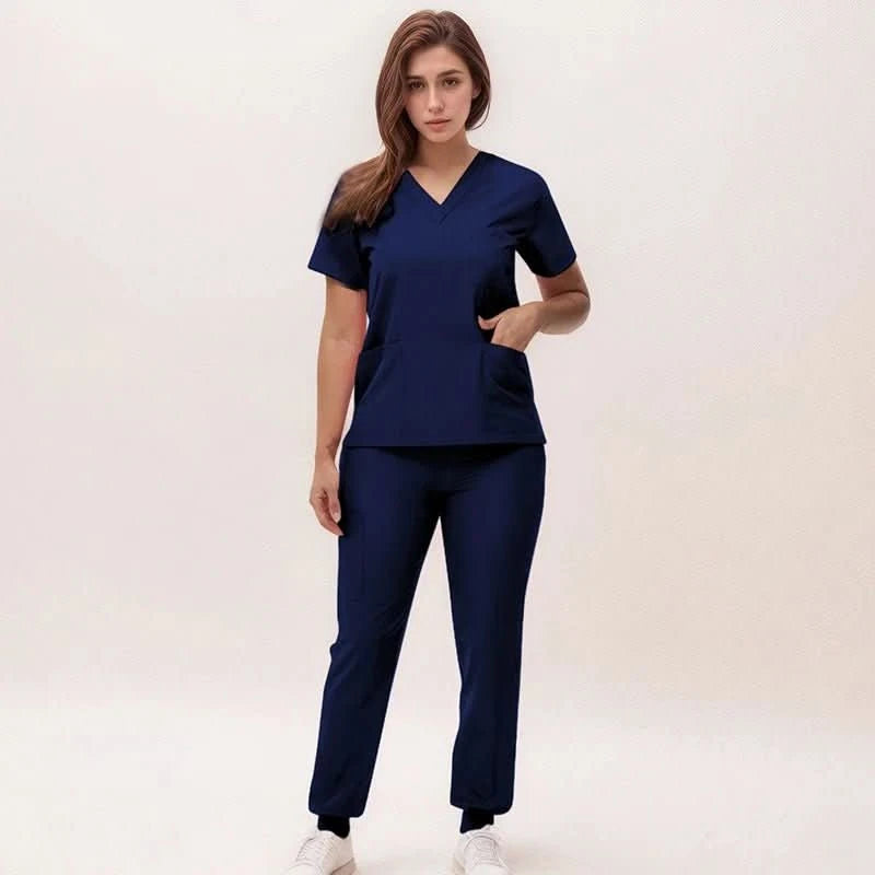 Cleo | Women's V-Neck Medical Scrub Set with Jogger Trousers