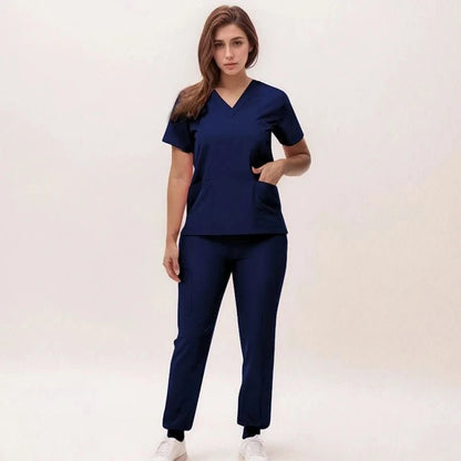 Cleo | Women's V-Neck Medical Scrub Set with Jogger Trousers