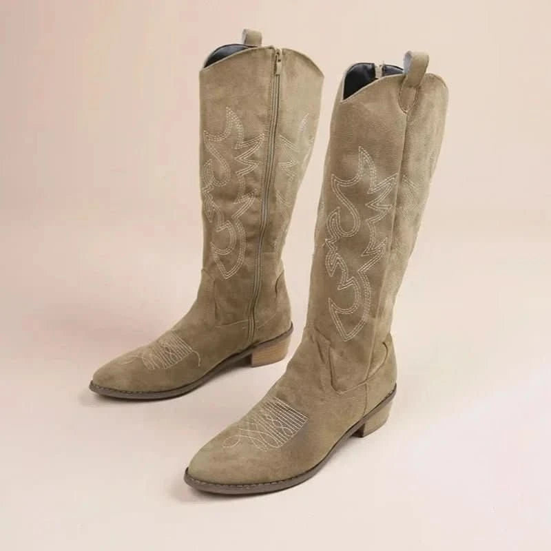 Quinn | Botas vaqueras bordadas hasta la rodilla para mujer