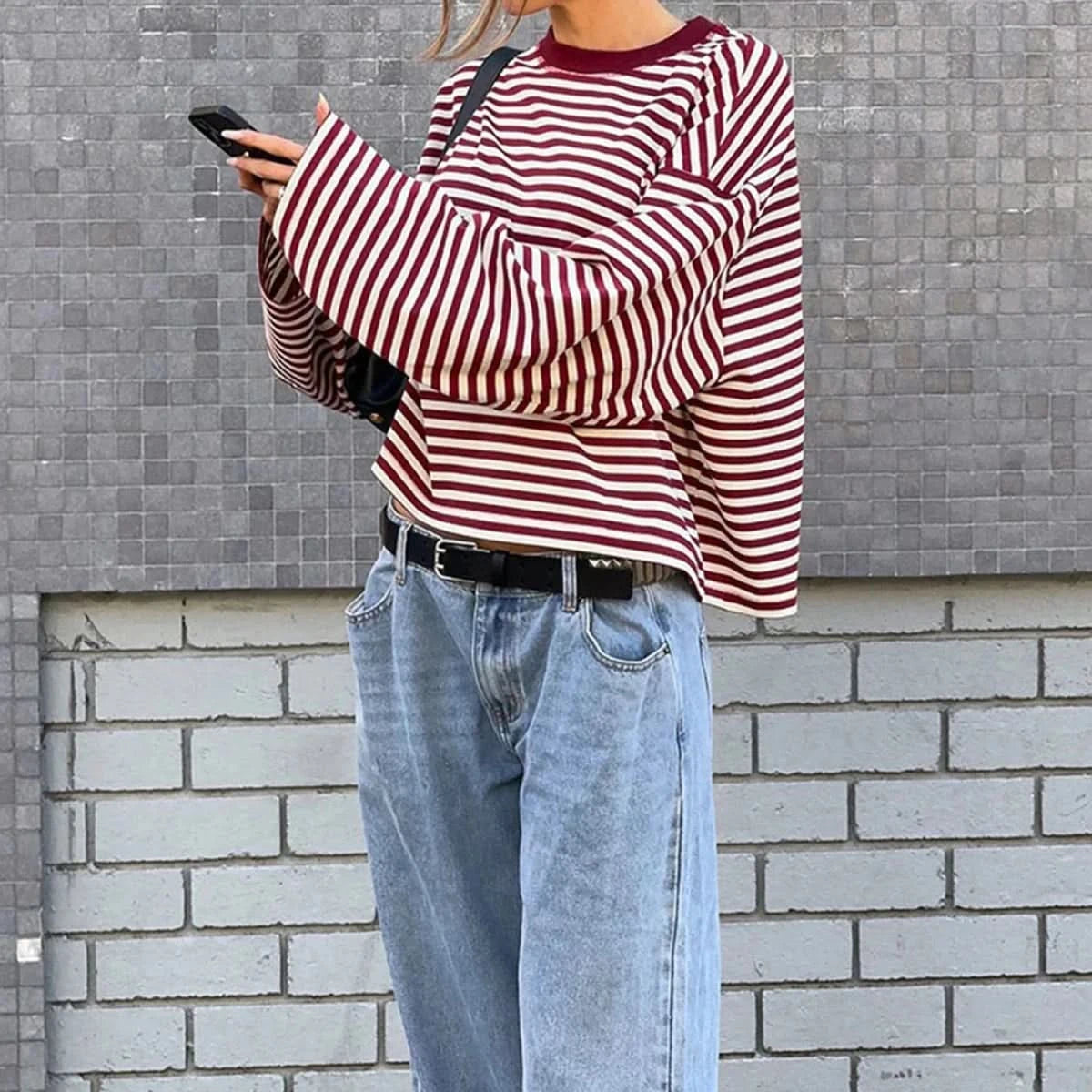 Quinn | Women's Striped Oversized Long Sleeve Top