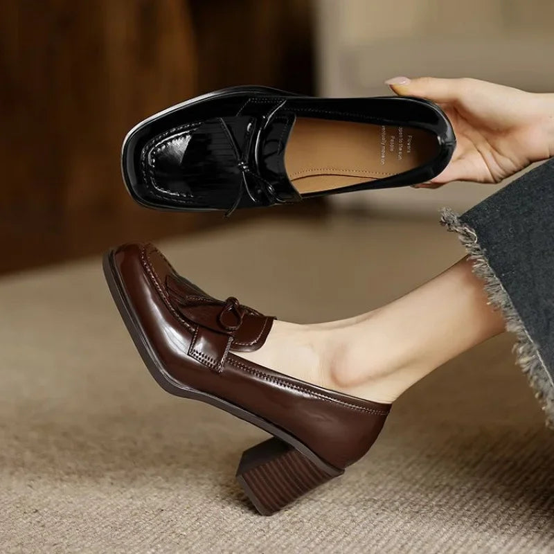 Blair | Damen-Loafer mit Quasten und Schleife sowie Blockabsatz
