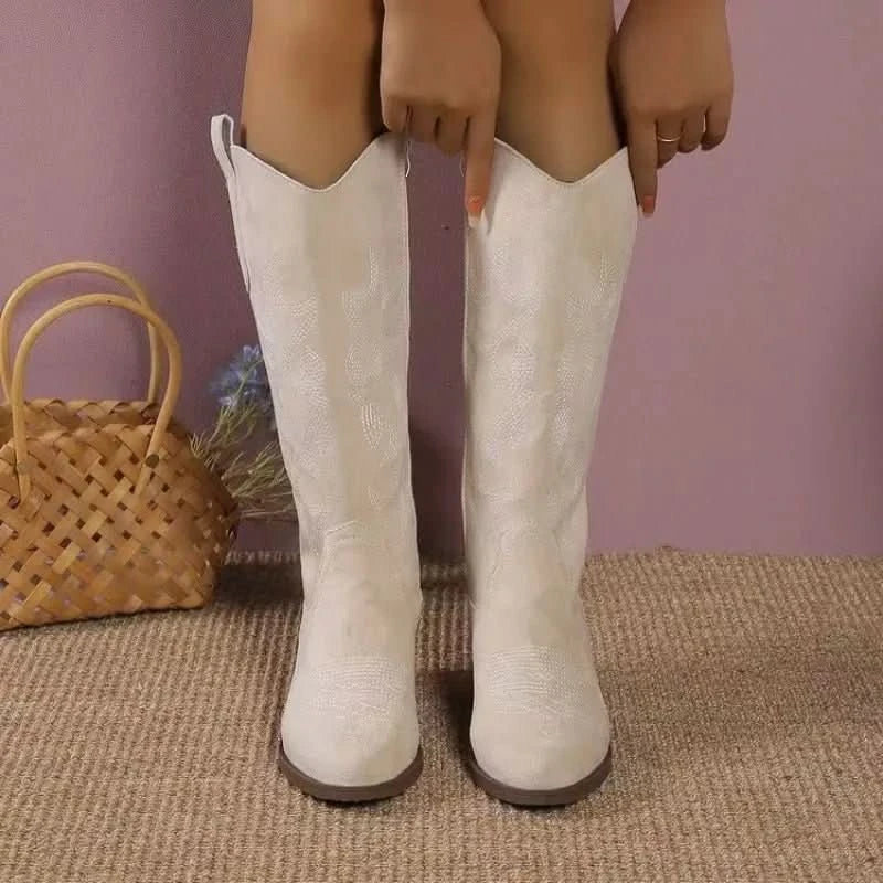 Quinn | Botas vaqueras bordadas hasta la rodilla para mujer