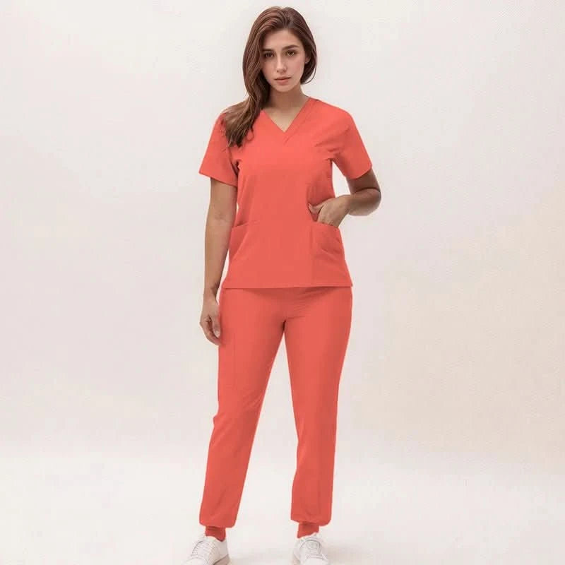 Cleo | Women's V-Neck Medical Scrub Set with Jogger Trousers