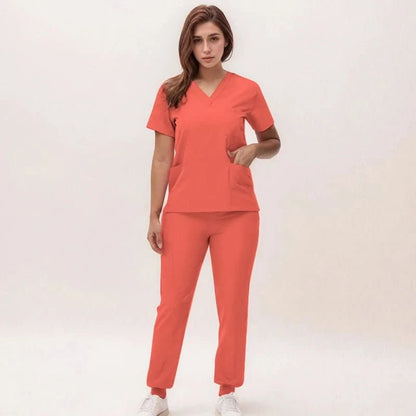 Cleo | Women's V-Neck Medical Scrub Set with Jogger Trousers