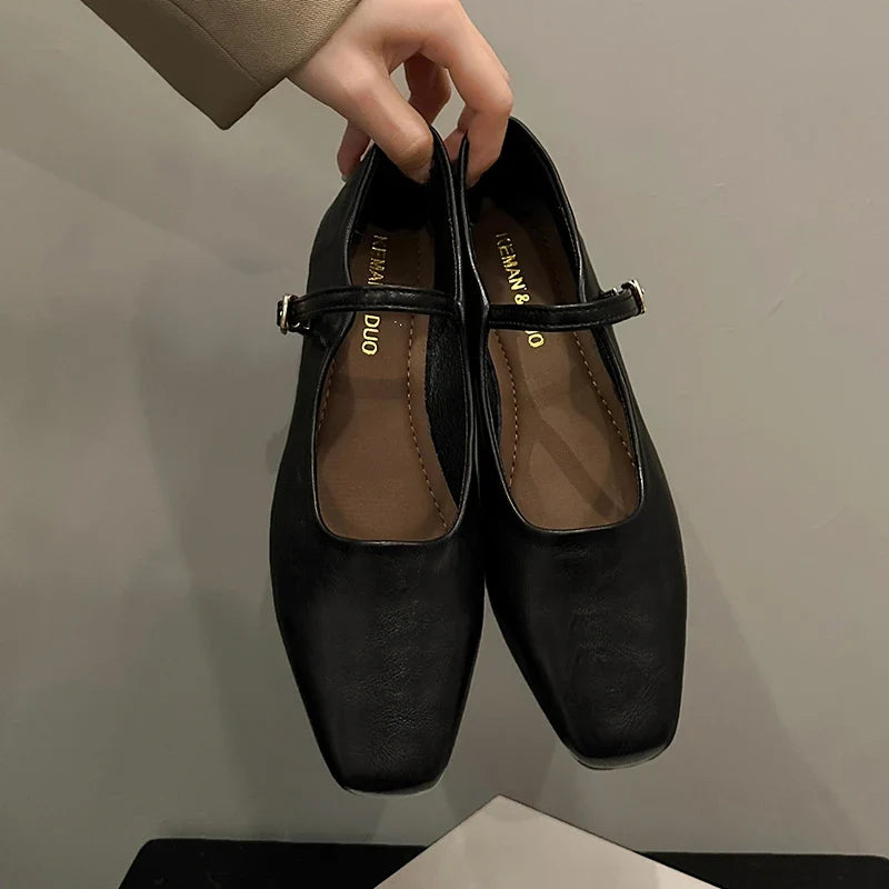 Lola | Women's Square Toe Low Block Heel Mules
