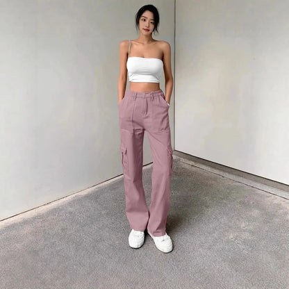 Greer | Women's High Waist Wide Leg Cargo Trousers