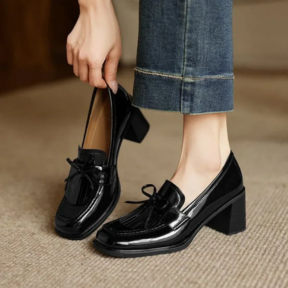 Blair | Damen-Loafer mit Quasten und Schleife sowie Blockabsatz