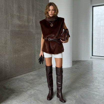 Romy | Women's Faux Fur Turtleneck Winter Vest
