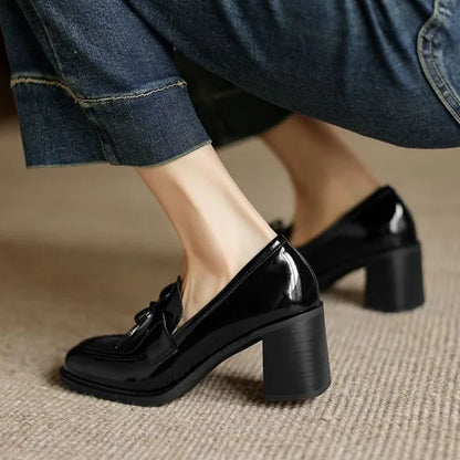 Blair | Damen-Loafer mit Quasten und Schleife sowie Blockabsatz