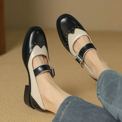 Tove | Flache Brogues für Damen im Vintage-Stil mit Riemen
