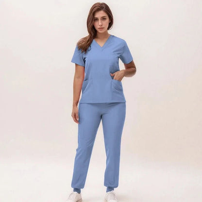 Cleo | Women's V-Neck Medical Scrub Set with Jogger Trousers