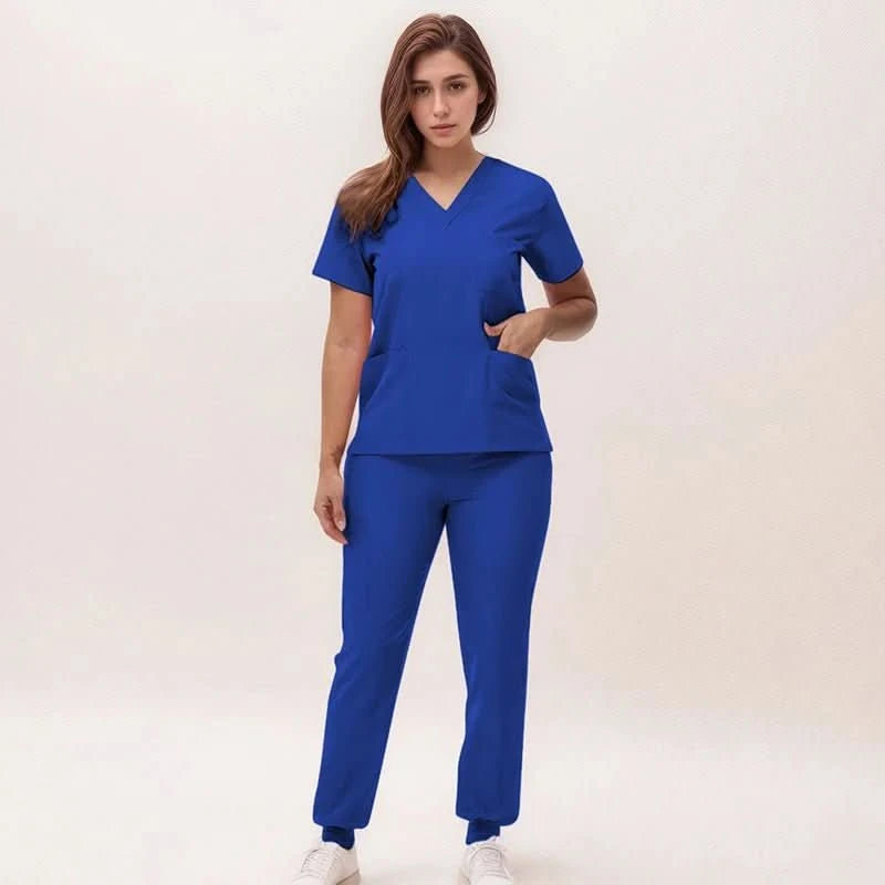 Cleo | Women's V-Neck Medical Scrub Set with Jogger Trousers