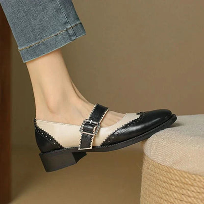 Tove | Flache Brogues für Damen im Vintage-Stil mit Riemen