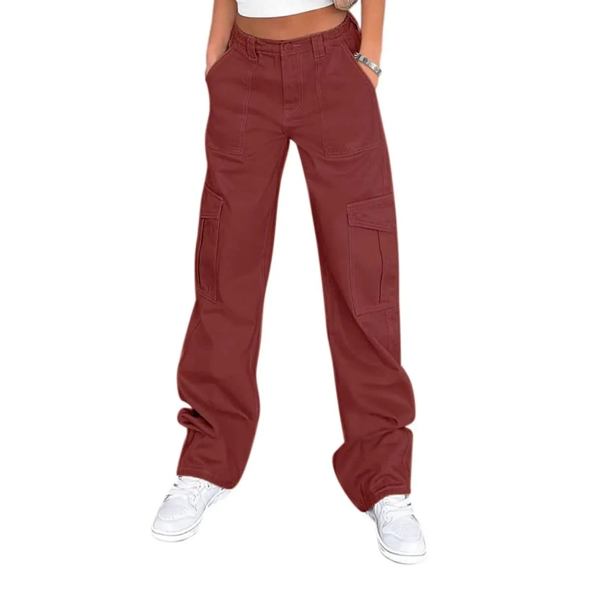 Greer | Women's High Waist Wide Leg Cargo Trousers