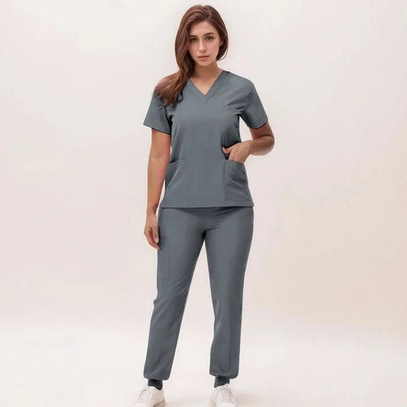 Cleo | Women's V-Neck Medical Scrub Set with Jogger Trousers