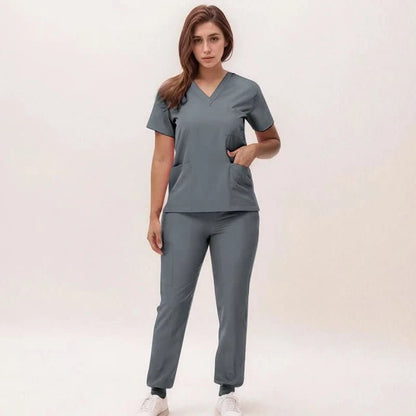 Cleo | Women's V-Neck Medical Scrub Set with Jogger Trousers