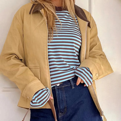 Quinn | Women's Striped Oversized Long Sleeve Top