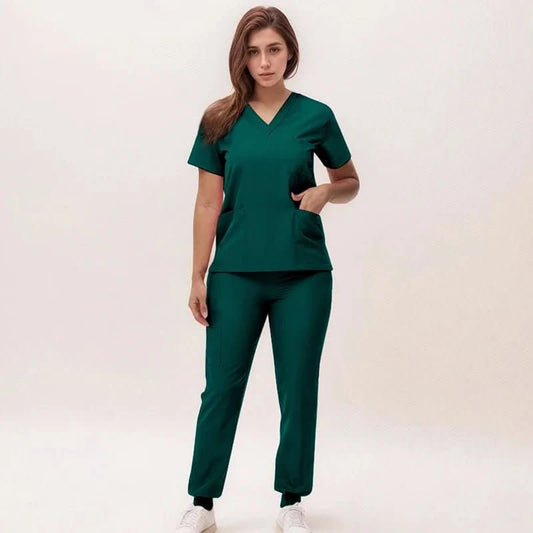 Cleo | Women's V-Neck Medical Scrub Set with Jogger Trousers