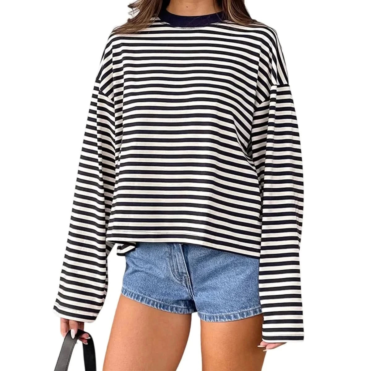 Quinn | Women's Striped Oversized Long Sleeve Top