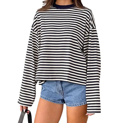 Quinn | Women's Striped Oversized Long Sleeve Top