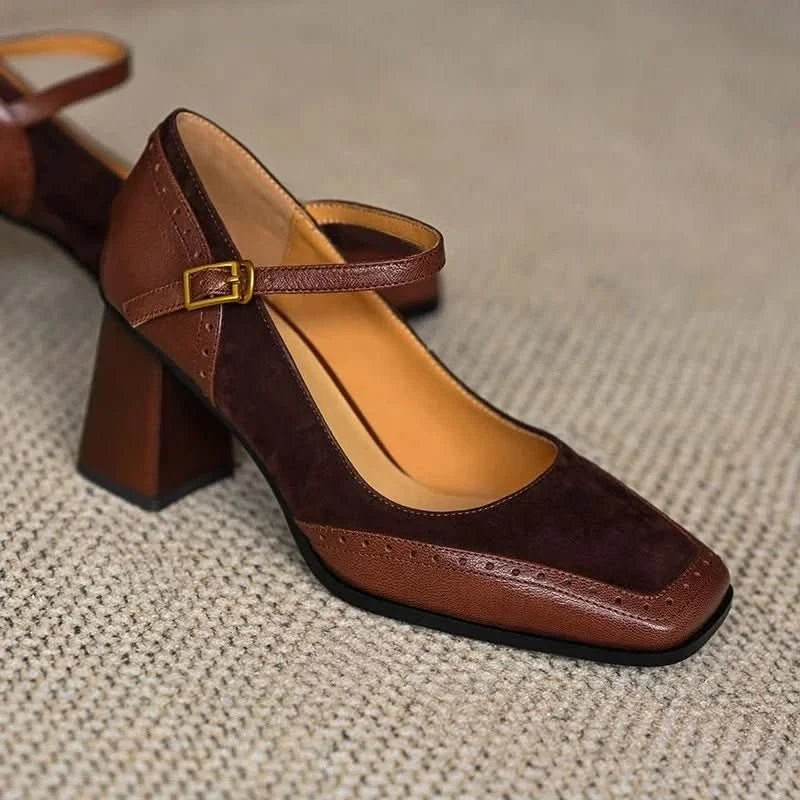 Gia | Women's Block Heel Pump Shoes with Ankle Strap