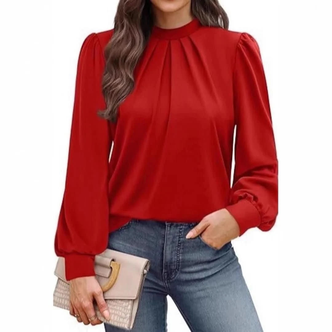 Nova | Women's Leopard Print Ruched High Neck Top