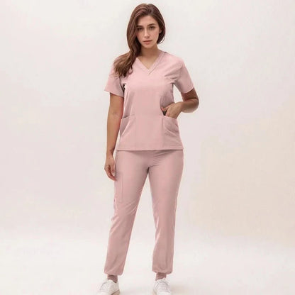 Cleo | Women's V-Neck Medical Scrub Set with Jogger Trousers