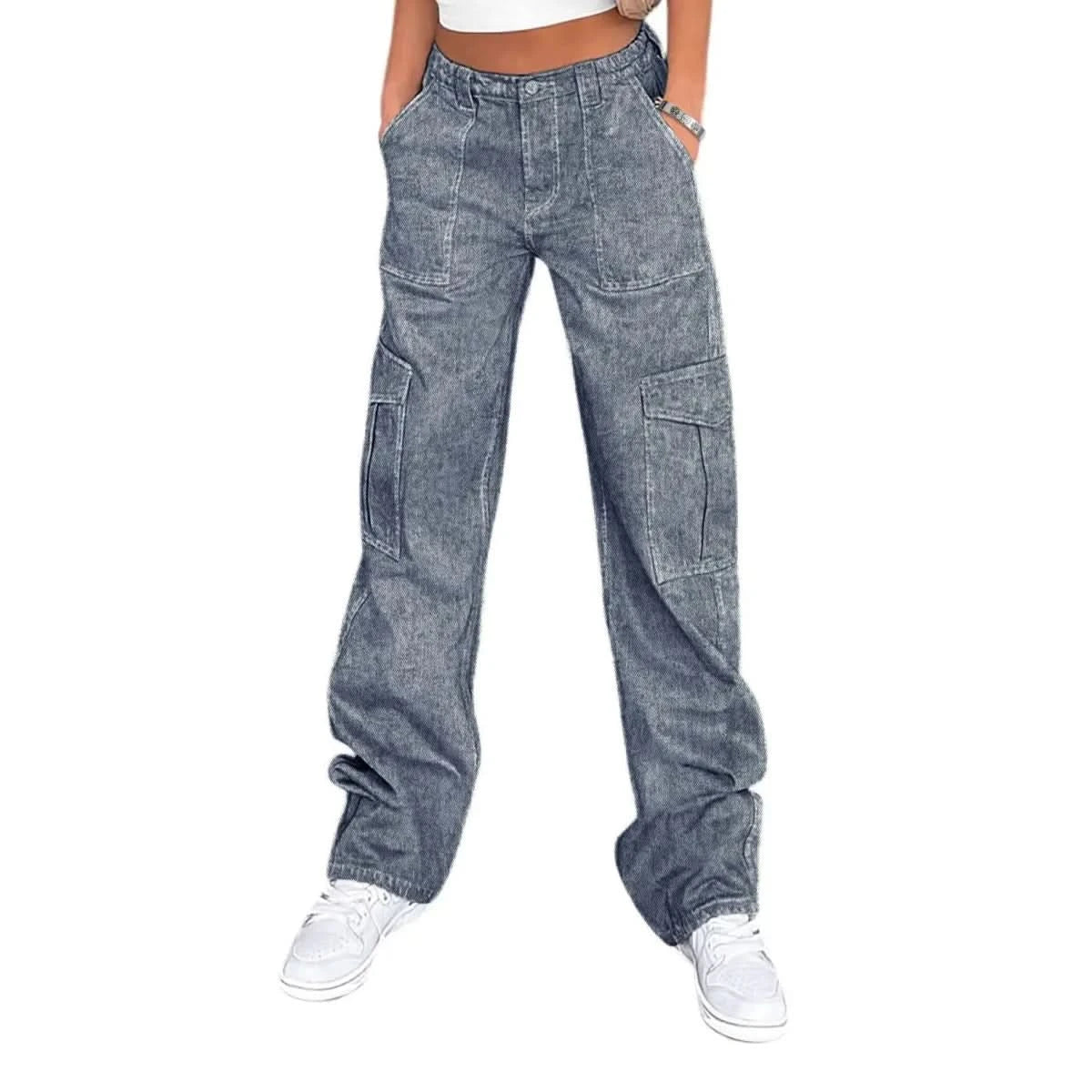 Greer | Women's High Waist Wide Leg Cargo Trousers